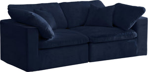 Cozy Navy Velvet Cloud Modular Sofa