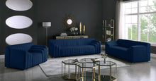 Load image into Gallery viewer, Naya Navy Velvet Loveseat
