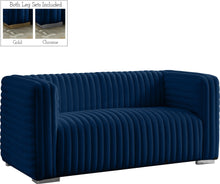 Load image into Gallery viewer, Ravish Navy Velvet Loveseat
