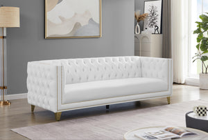 Michelle White Faux Leather Sofa