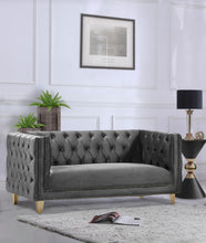 Load image into Gallery viewer, Michelle Grey Velvet Loveseat
