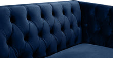 Load image into Gallery viewer, Michelle Navy Velvet Loveseat
