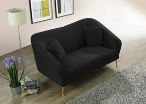 Hermosa Black Velvet Loveseat