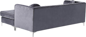 Eliana Grey Velvet 2pc. Reversible Sectional