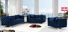 Load image into Gallery viewer, Scarlett Navy Velvet Loveseat
