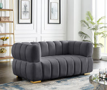 Load image into Gallery viewer, Gwen Grey Velvet Loveseat
