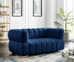 Gwen Navy Velvet Loveseat