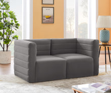 Load image into Gallery viewer, Quincy Grey Velvet Modular Sofa
