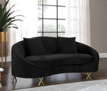 Load image into Gallery viewer, Serpentine Black Velvet Loveseat
