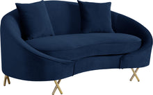 Load image into Gallery viewer, Serpentine Navy Velvet Loveseat image
