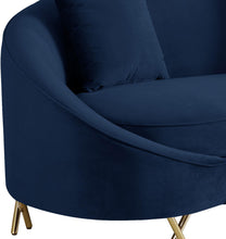 Load image into Gallery viewer, Serpentine Navy Velvet Loveseat
