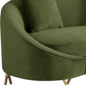 Serpentine Olive Velvet Loveseat