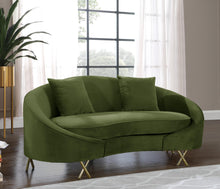 Load image into Gallery viewer, Serpentine Olive Velvet Loveseat
