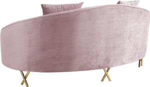 Serpentine Pink Velvet Loveseat