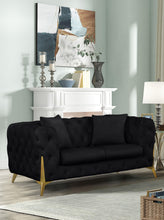 Load image into Gallery viewer, Kingdom Black Velvet Loveseat
