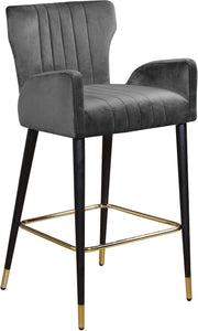 Luxe Grey Velvet Stool