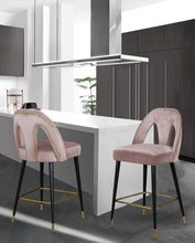 Load image into Gallery viewer, Akoya Pink Velvet Stool
