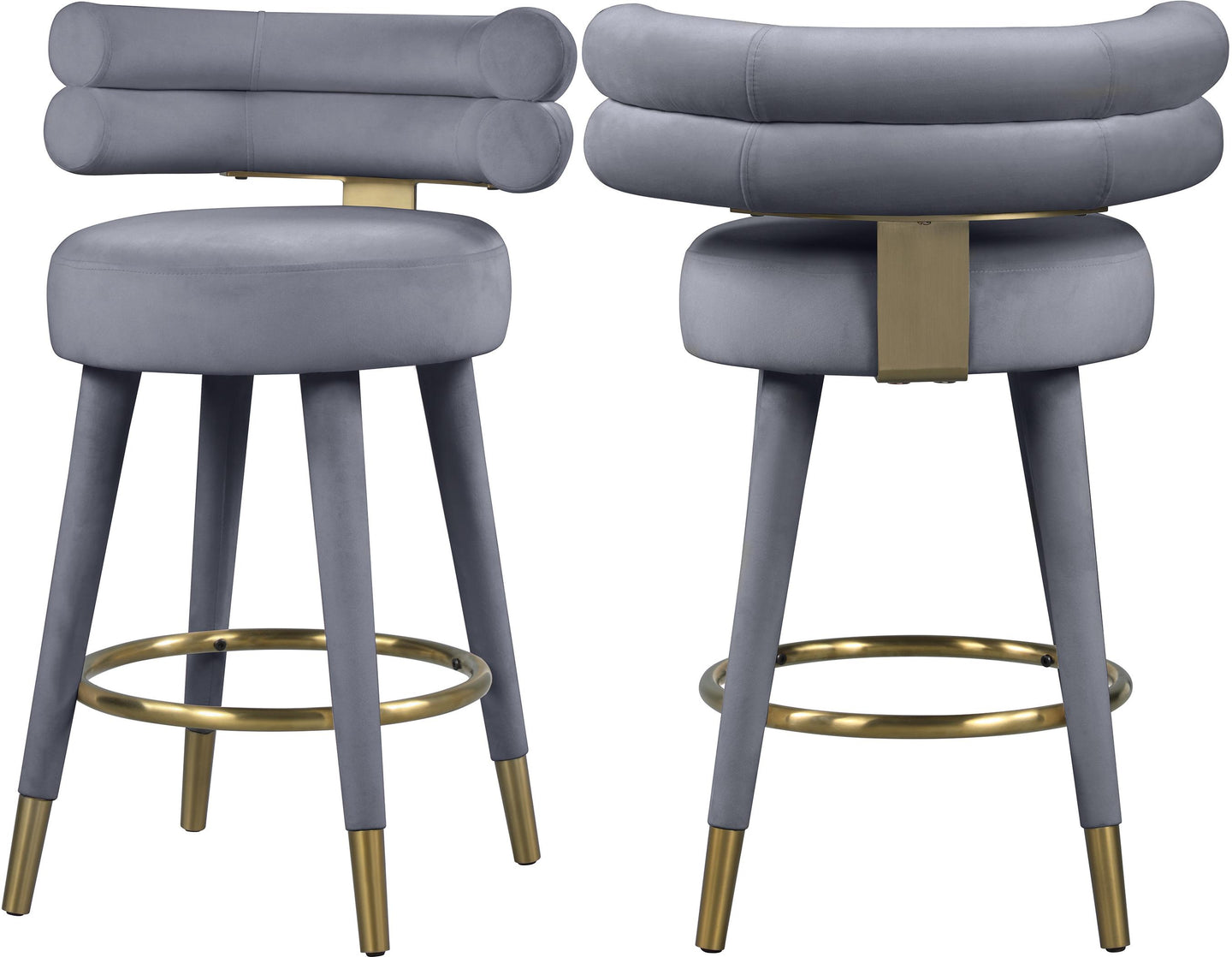 Fitzroy Grey Velvet Counter Stool