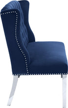 Load image into Gallery viewer, Suri Navy Velvet Settee Bench
