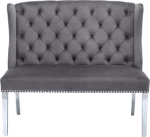 Load image into Gallery viewer, Suri Grey Velvet Settee Bench
