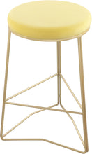 Load image into Gallery viewer, Tres Yellow Velvet Counter Stool
