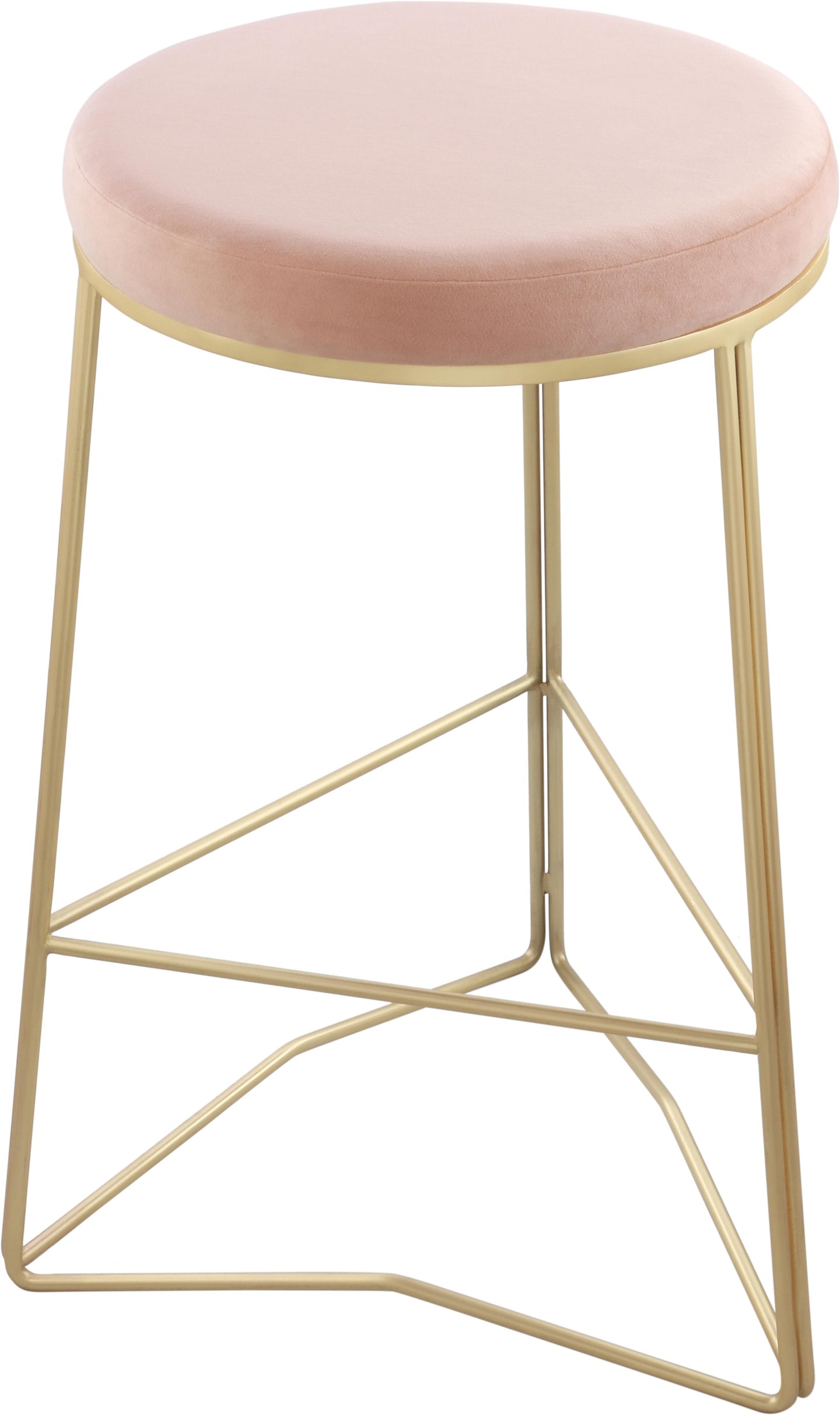 Tres Pink Velvet Counter Stool