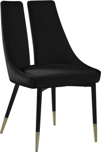 Sleek Black Velvet Dining Chair