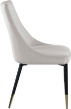 Load image into Gallery viewer, Sleek Cream Velvet Dining Chair
