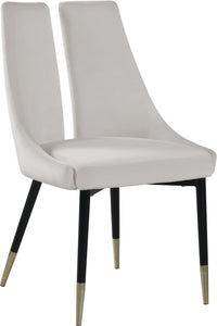 Sleek Cream Velvet Dining Chair