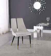 Load image into Gallery viewer, Sleek Cream Velvet Dining Chair
