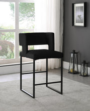 Load image into Gallery viewer, Caleb Black Velvet Counter Stool
