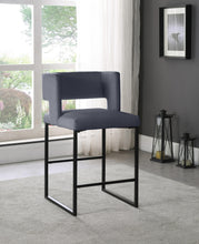 Load image into Gallery viewer, Caleb Grey Velvet Counter Stool
