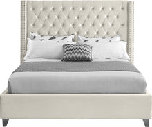 Load image into Gallery viewer, Aiden Cream Velvet Queen Bed
