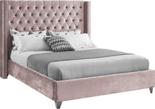 Load image into Gallery viewer, Aiden Pink Velvet Queen Bed image
