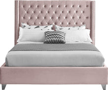 Load image into Gallery viewer, Aiden Pink Velvet Queen Bed
