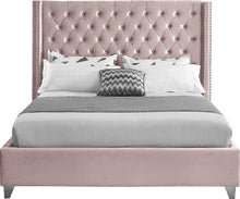 Load image into Gallery viewer, Aiden Pink Velvet Queen Bed
