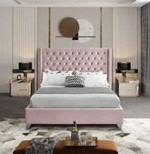 Load image into Gallery viewer, Aiden Pink Velvet King Bed
