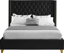 Load image into Gallery viewer, Barolo Black Velvet King Bed
