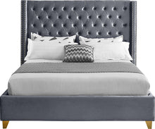 Load image into Gallery viewer, Barolo Grey Velvet King Bed
