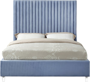 Candace Sky Blue Velvet King Bed