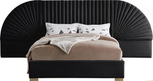 Load image into Gallery viewer, Cleo Black Velvet Queen Bed (3 Boxes)

