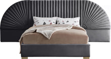 Load image into Gallery viewer, Cleo Grey Velvet Queen Bed (3 Boxes)
