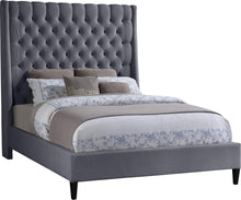 Load image into Gallery viewer, Fritz Grey Velvet King Bed
