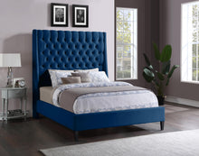 Load image into Gallery viewer, Fritz Navy Velvet King Bed
