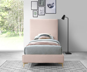 Geri Pink Velvet Twin Bed