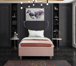 Ghost Pink Velvet Twin Bed