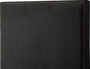 Harlie Black Velvet Queen Bed
