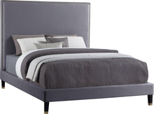 Load image into Gallery viewer, Harlie Grey Velvet King Bed
