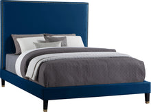 Load image into Gallery viewer, Harlie Navy Velvet King Bed
