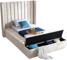 Load image into Gallery viewer, Kiki Cream Velvet Twin Bed (3 Boxes)
